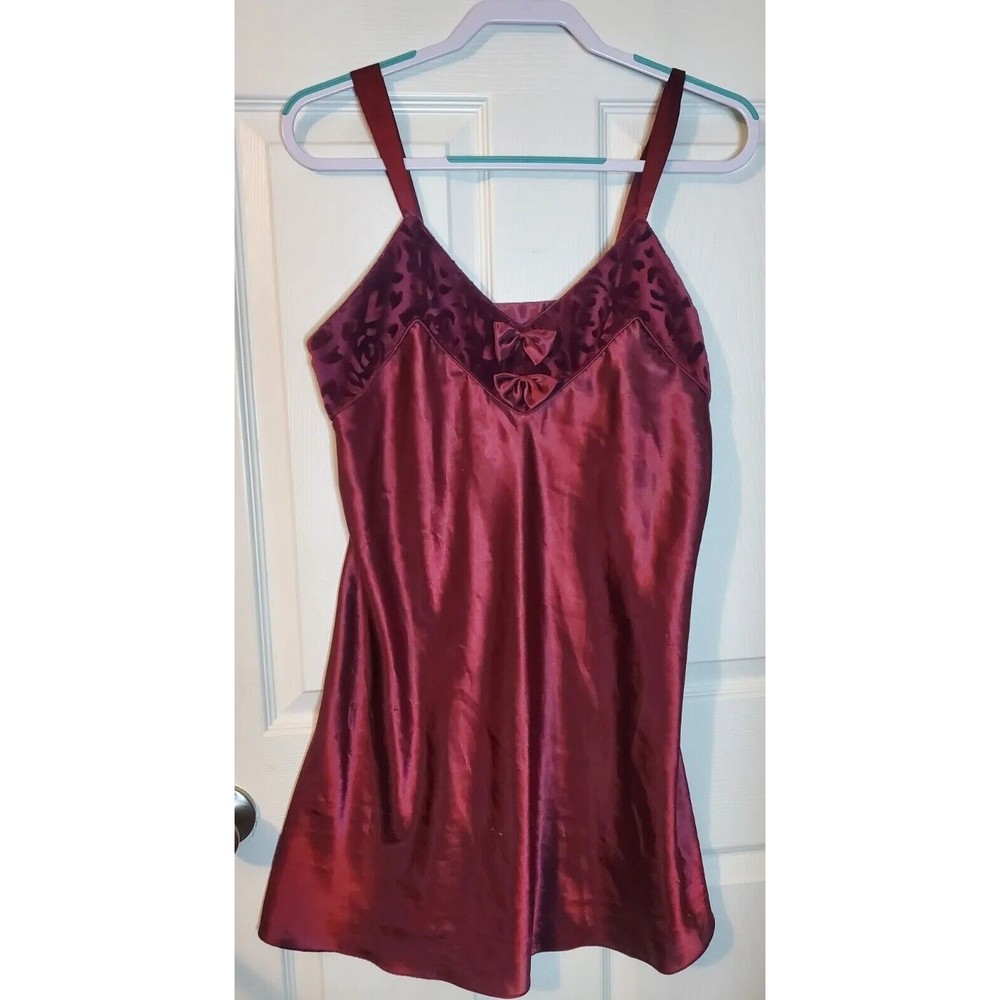 Go Softly Medium Slip Dress Night Gown Red Sexy Bows Vintage